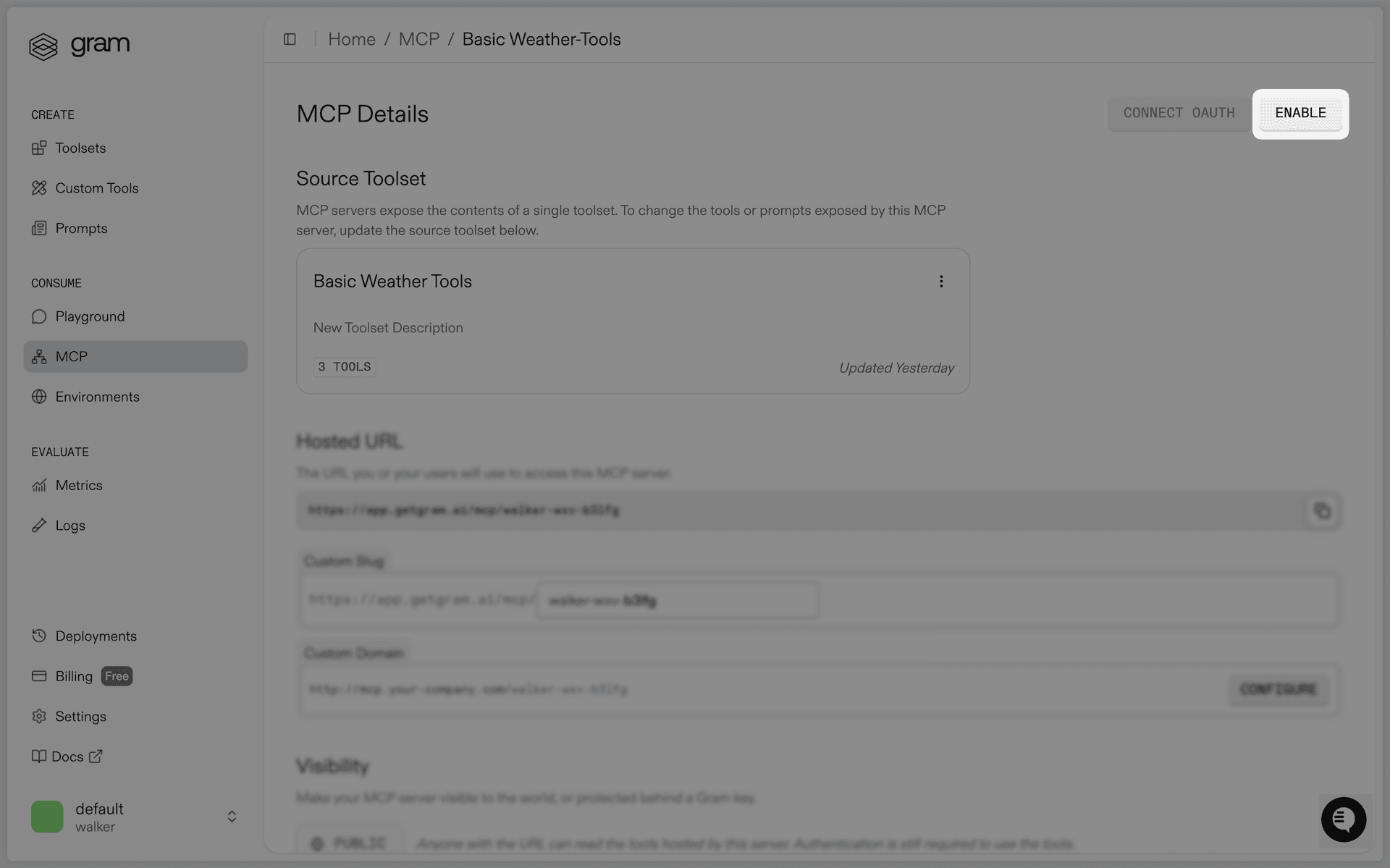 Open the MCP Server's Page