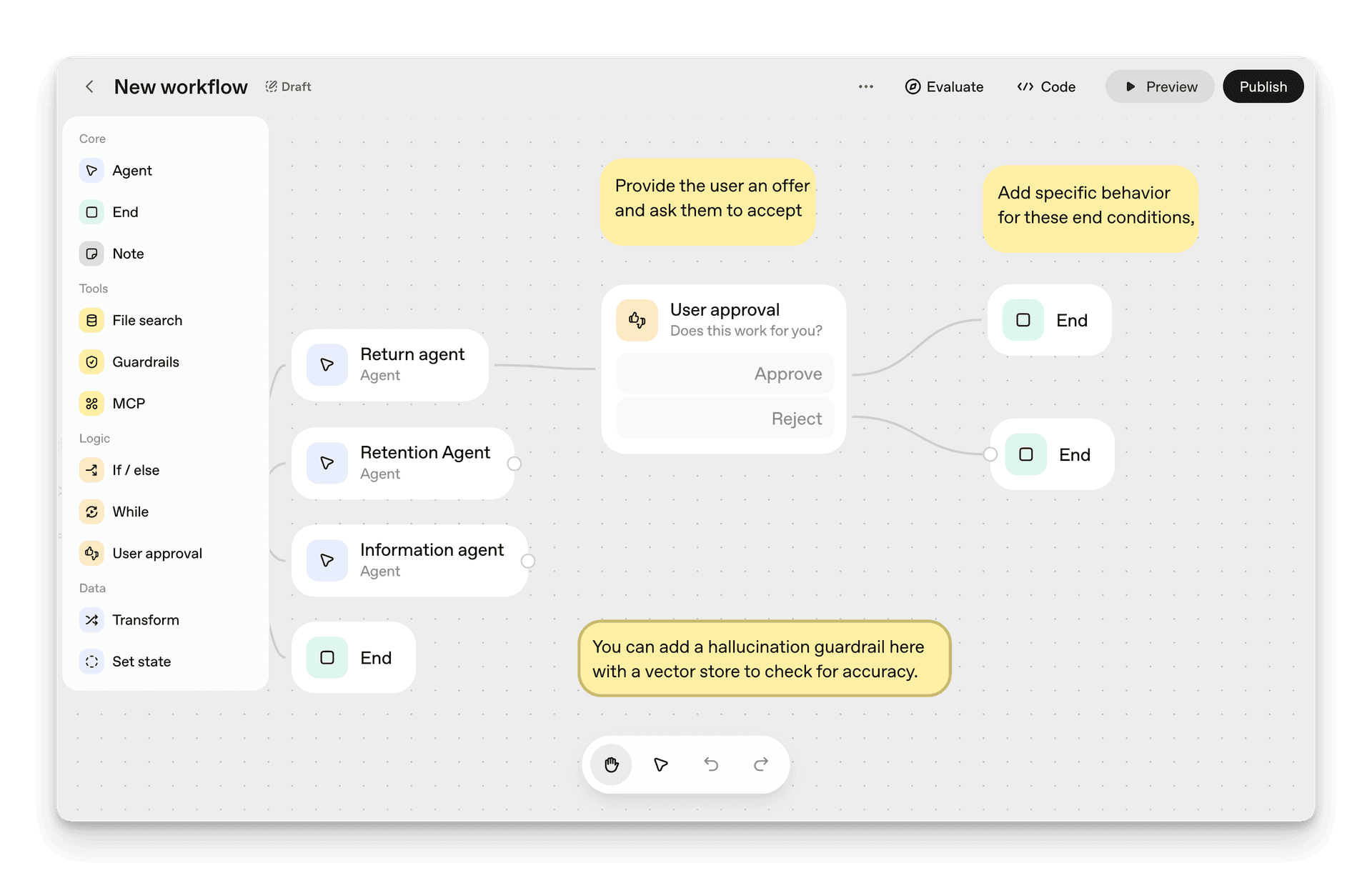 Screenshot of human approval workflow