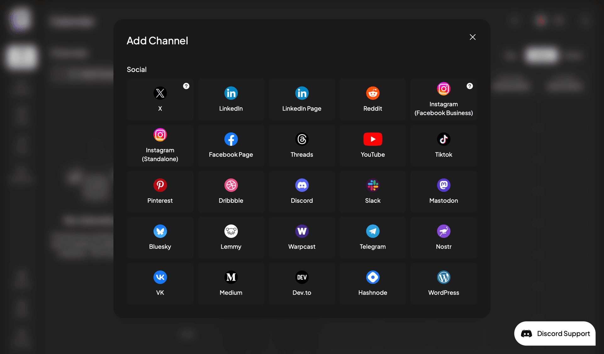 Social media options